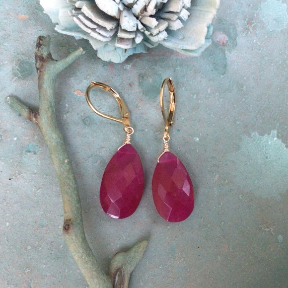 Ruby Gold Filled leverback Sundance Charm Earrings - Picture 4 of 9